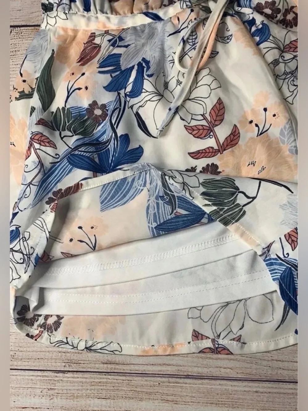 Sweet Jane Lined Flower Silk Drawstring Shorts Size Small